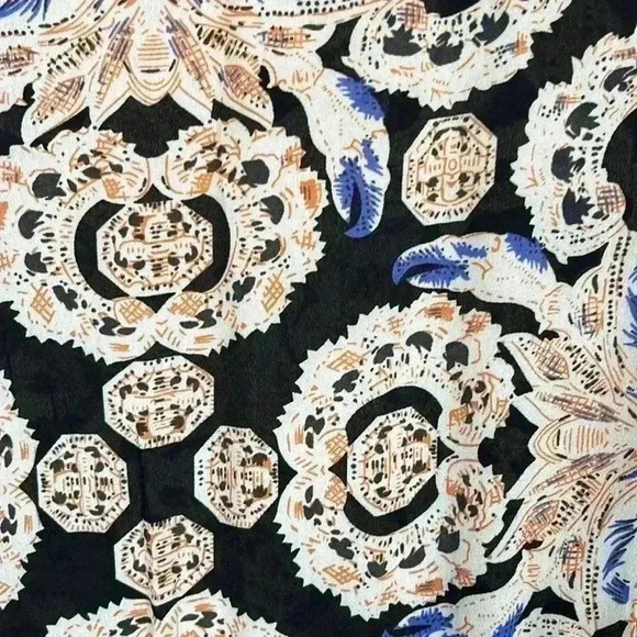 Passion Fusion Womens Mini Dress Black Cream Orange M Short Sleeves Geometric - Picture 6 of 11